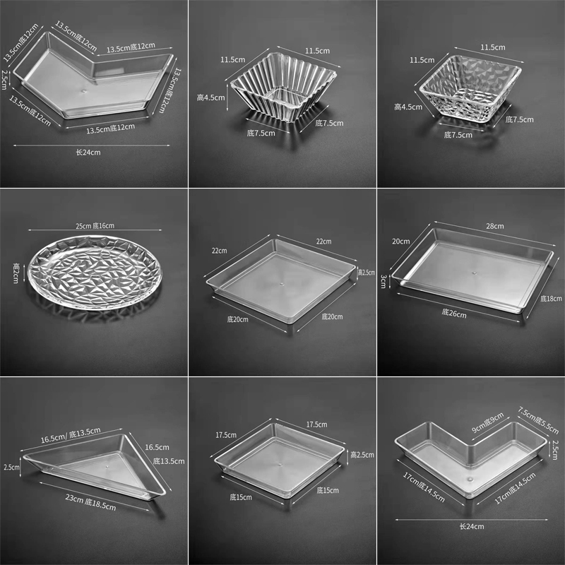 Bar Rectangular Transparent Plate Ktv Ceramic Transparent Snack Plate Ktv Acrylic Fruit Plate Square Luminous Fruit Plate