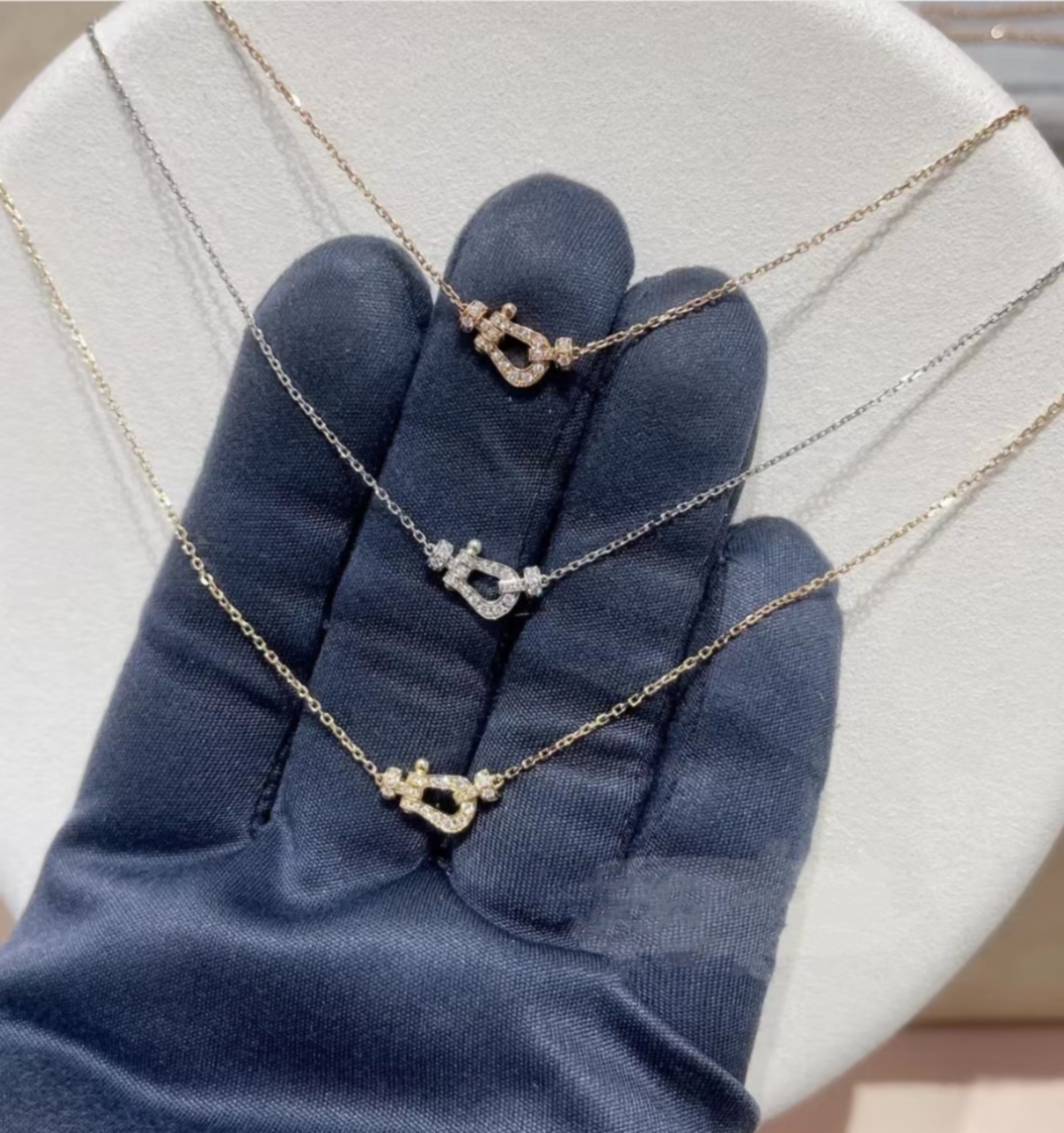 FD ホースシューバックルネックレス スターリングシルバー ゴールドメッキ レディース Forca シリーズ ミニダイヤモンド 鎖骨チェーン 18金