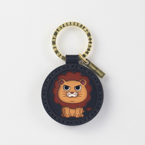 Genuine Leather Handmade Cartoon Animal Lion Seat Key Buckle Car Pendant Creative Custom Lettering Gift Bag hanging decoration