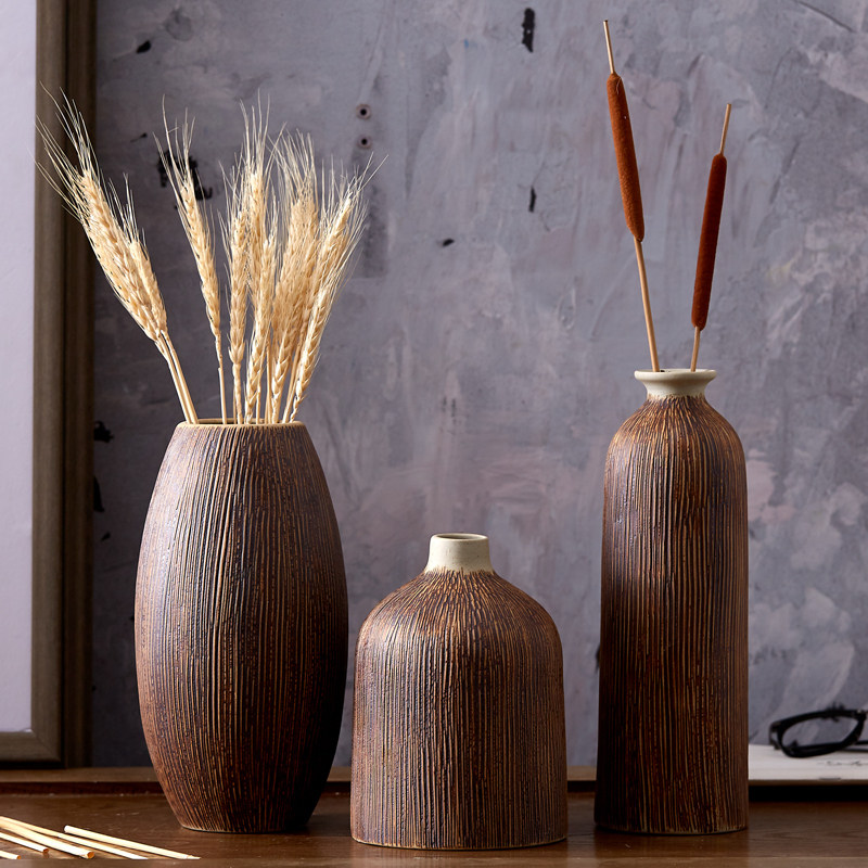 Jingdezhen Retro Desktop Ceramic Vases Living Room Genguan Bottle Flower-flower TV Flower TV Cabinet Hem