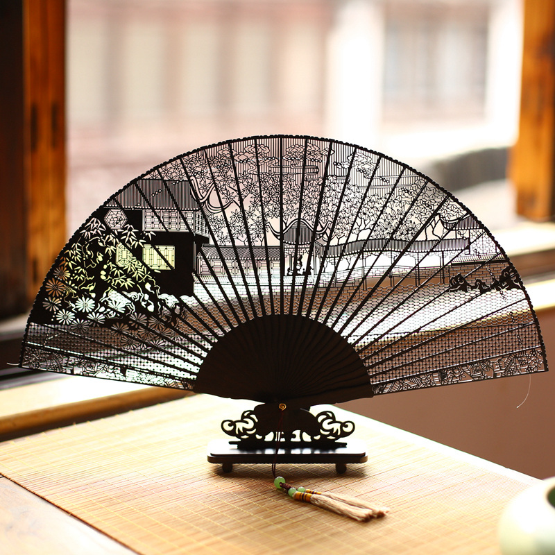 Laochangmen Suzhou Sandalwood Fan Fan Wood Sandalwood Chinese Fan Folding Fan Ancient Wind Craft Advanced Custom Made Wood Fan