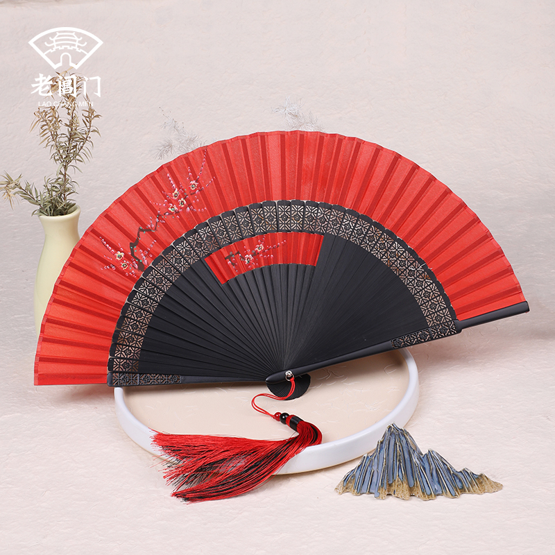 Fan in the fan folding fan Chinese fan Ancient style folding fan Classical female Hanfu fan Female fan Hanfu fan Ancient style tassel