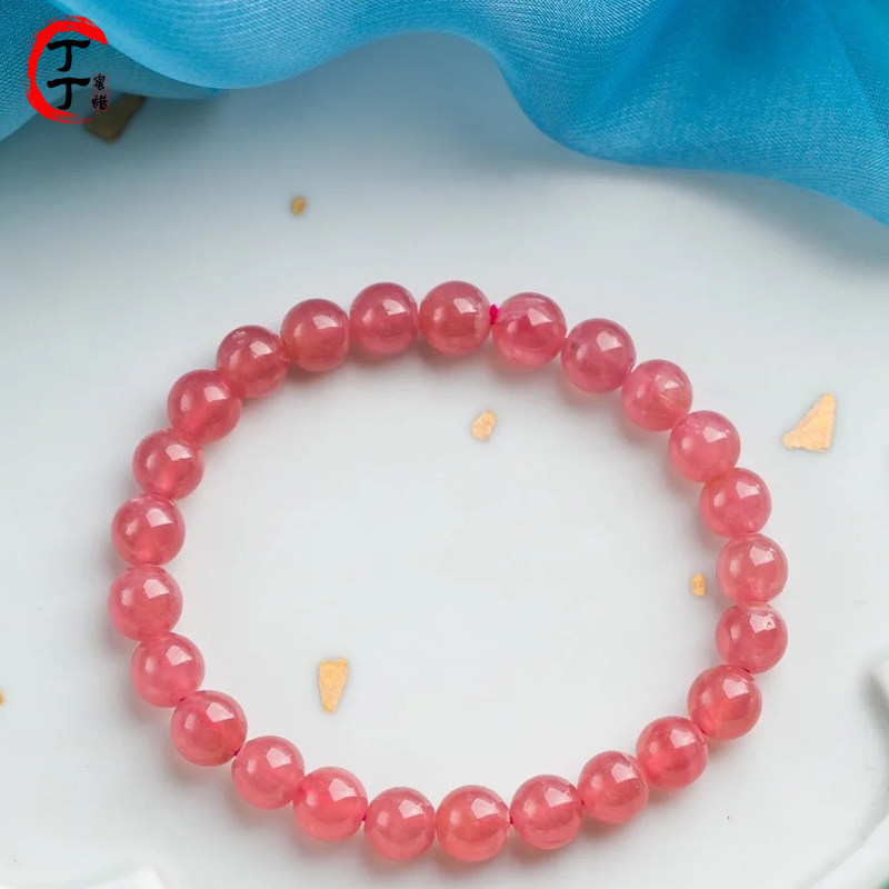 Argentinean Striped Red Striped Stonewali with a round Pearl Handmaid's Peach Blossom Venomite Single Ring Crystal Red Grain