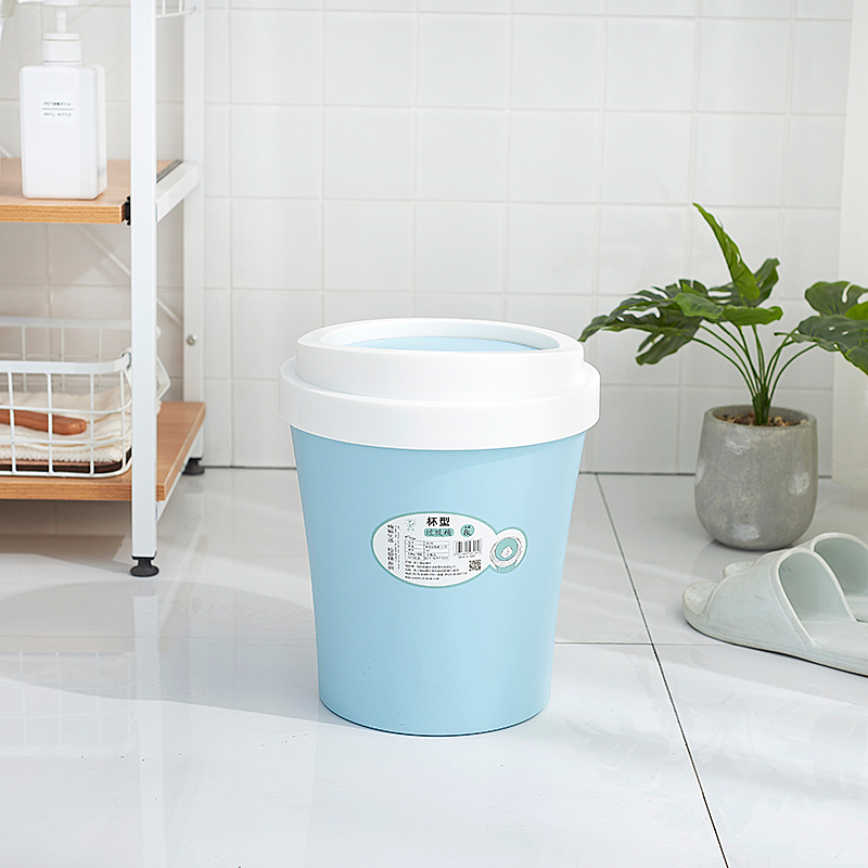 Trash can with shake cover home living room bedroom kitchen cute simple cup-shaped Nordic style powder room creative paper basket