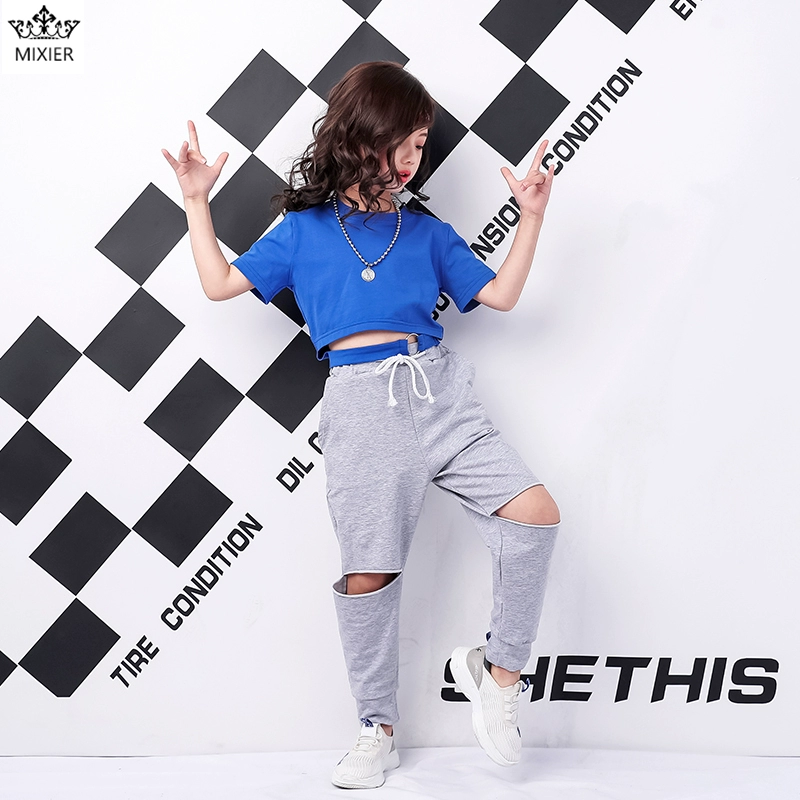 Trẻ em gái phù hợp với hip-hop Trang phục khiêu vũ jazz Hàn Quốc thời trang sàn catwalk cô gái quần áo biểu diễn hip-hop - Trang phục
