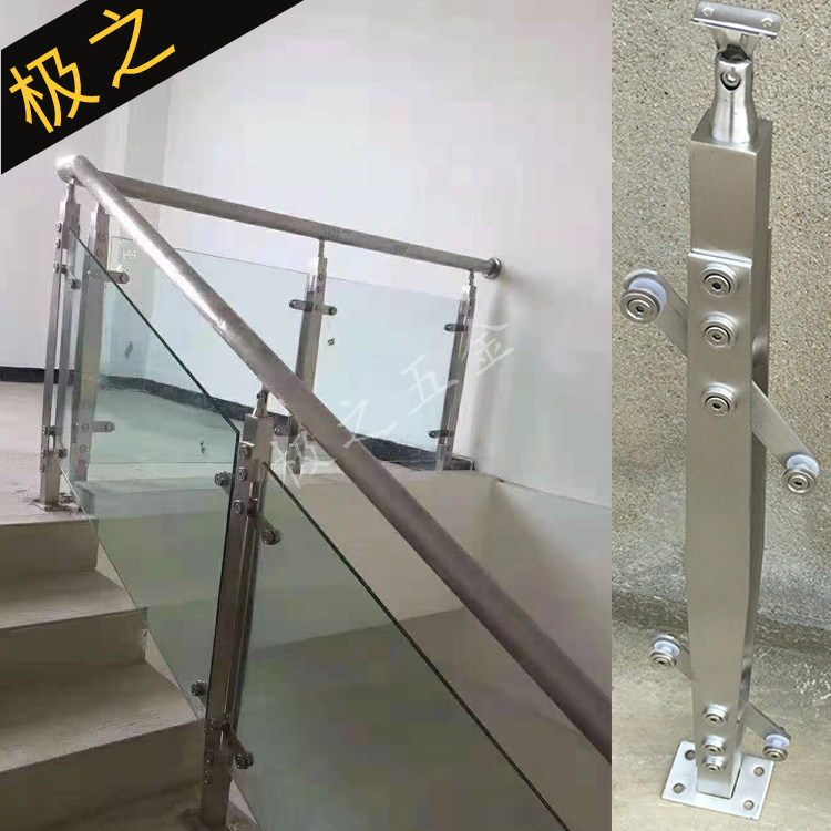 304 stainless steel stair handrail Balcony glass railing Indoor and outdoor fence fence Home improvement PVC imitation wood column