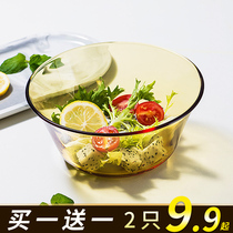 Salad bowl high temperature resistant household dessert glass rice bowl Korean version of ins Wind noodle bowl tableware high value dishes set