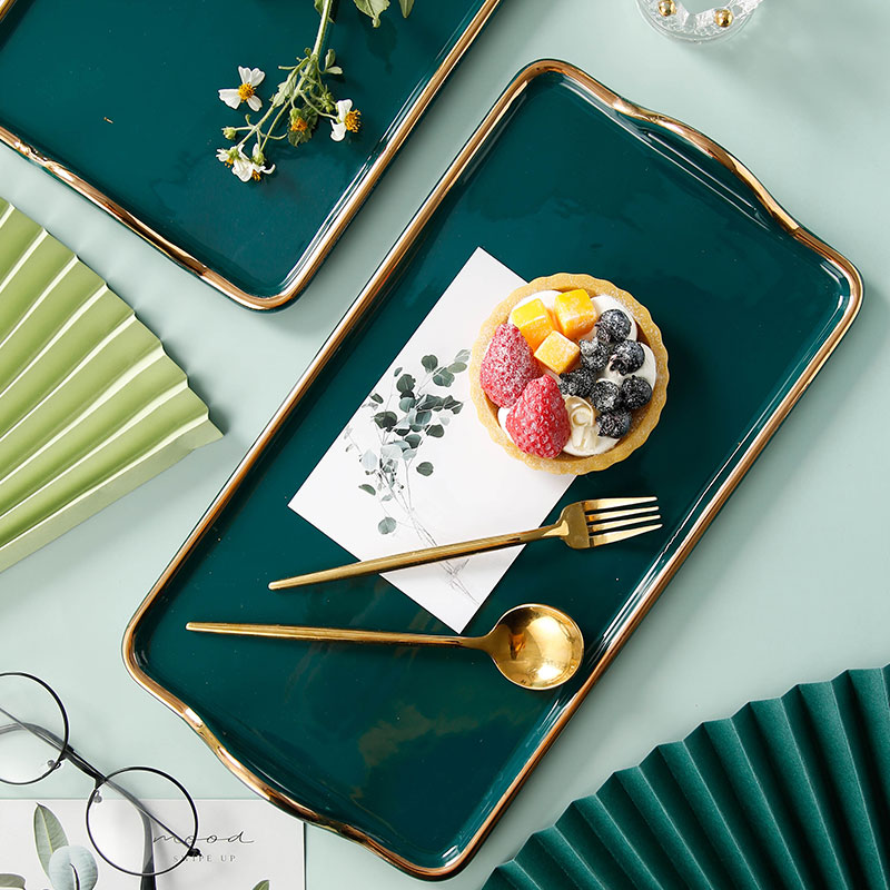 Pallet rectangle household ceramic tea cup for tea cup tray cake plate the receive plate paint tray