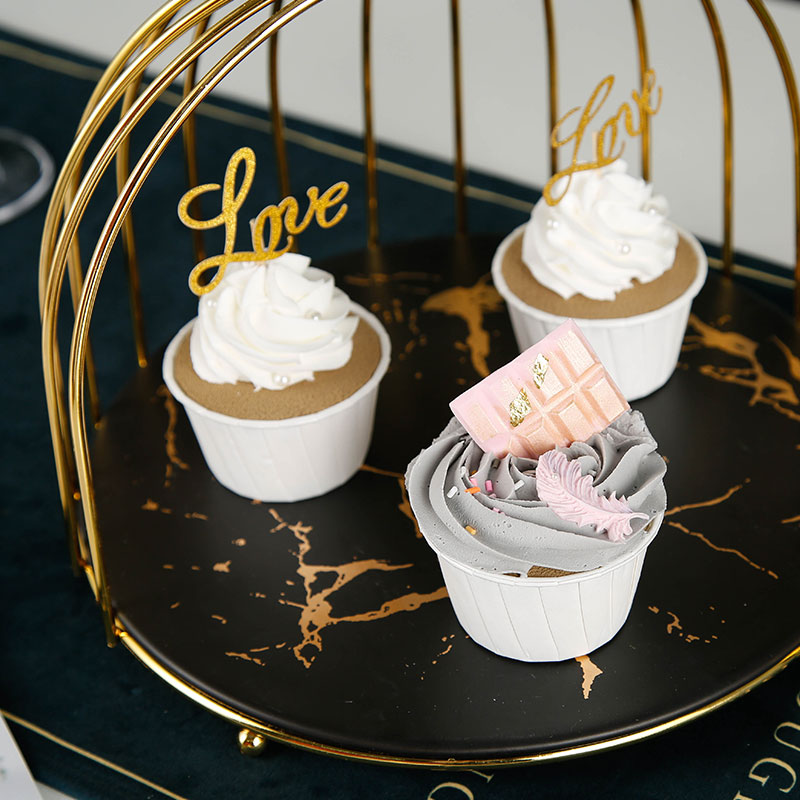 Creative dessert table furnishing articles show ceramic three layer tray was double heart cake cage shelf afternoon tea