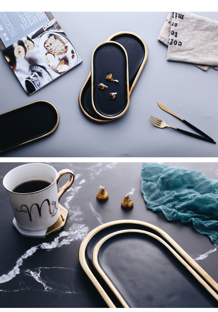 The Nordic marble pallet ceramic up phnom penh elliptic jewelry for dessert plate of western food all The dish to receive dish