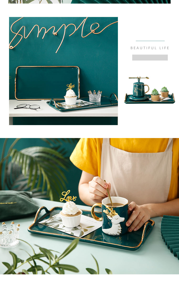 Pallet rectangle household ceramic tea cup for tea cup tray cake plate the receive plate paint tray