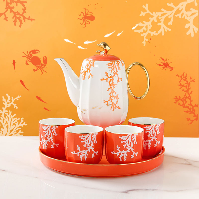 Nordic tea sets tea cup teapot home sitting room is contracted and I ceramic tea cup of a complete set of the tray