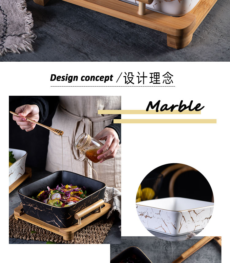 Fruit bowl boreal Europe style originality compote snack plate household modern ceramic square Fruit salad bowl sitting room