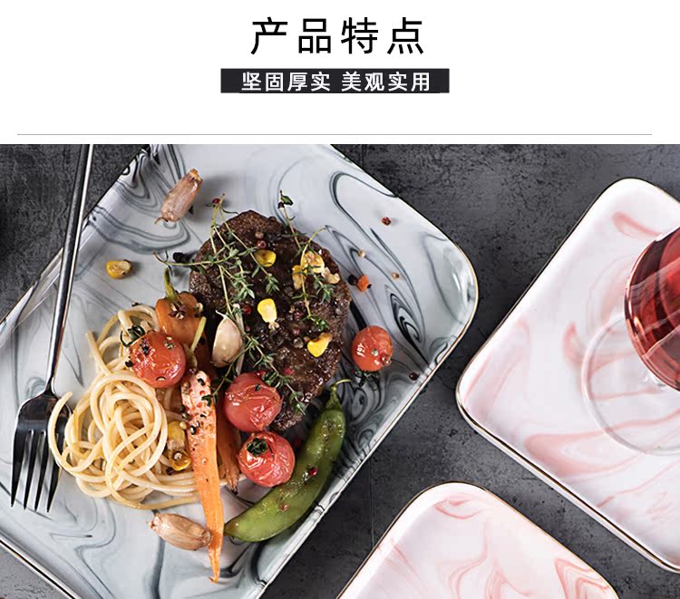 Creative steak knife and fork dish ceramic plate of flat plate set marble western food sushi the topping snack tray
