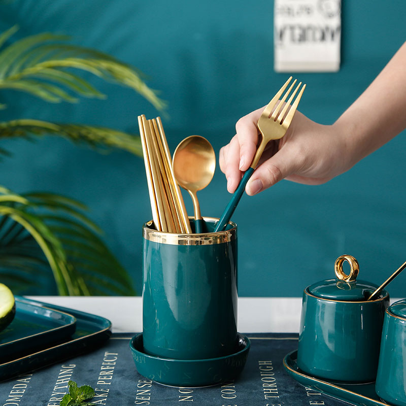 Nordic ceramic tube of chopsticks chopsticks box, box frame kitchen household mouldproof waterlogging under caused by excessive rainfall chopsticks knife and fork spoon is received