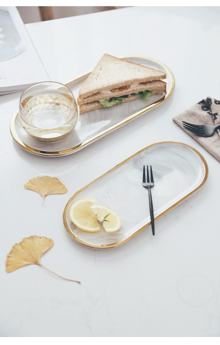 The Nordic marble pallet ceramic up phnom penh elliptic jewelry for dessert plate of western food all The dish to receive dish