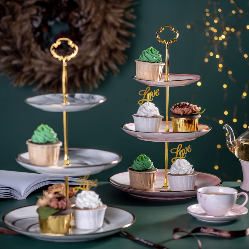 Boreal Europe style fruit bowl sitting room ceramic tableware tea sweet cake machine three the layers of double confectionery
