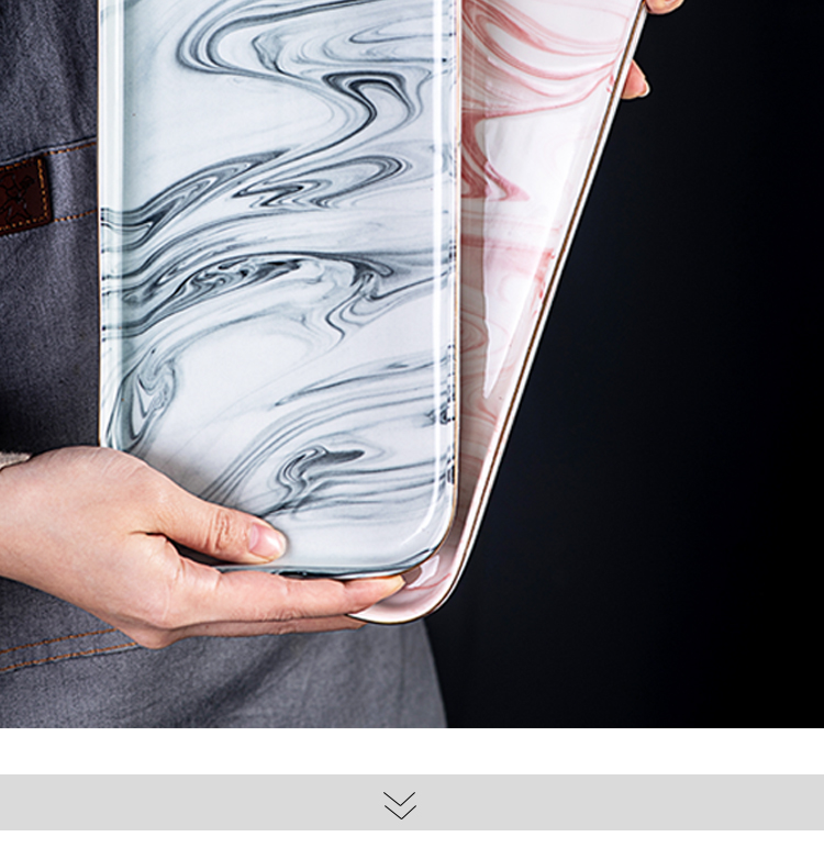 Creative steak knife and fork dish ceramic plate of flat plate set marble western food sushi the topping snack tray