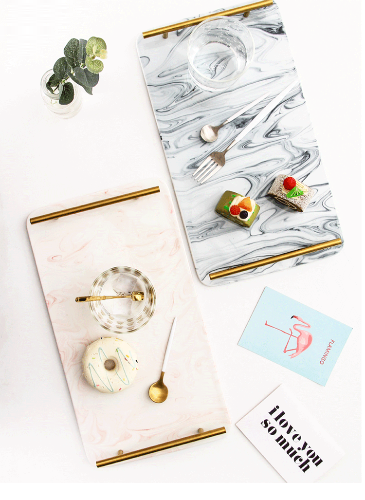 Nordic marble tray jewelry set to receive pallet ceramic snack cakes for household fruit bowl tea cup dish