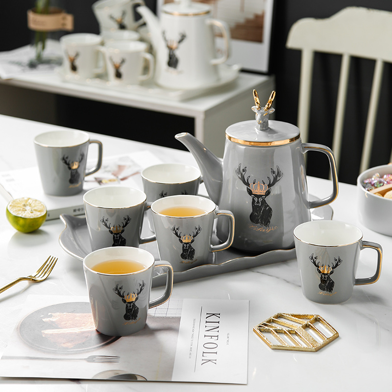Nordic light key-2 luxury glass home outfit with tray was sitting room of a complete set of ceramic tea set tea tea table water cup