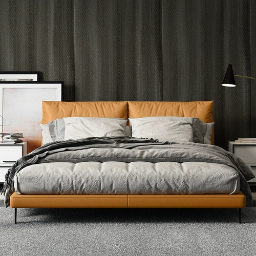 Nordic INS в стиле кожаная кровать кожаная двуспальная двуспальная кровать современная минималистская итальянская лорда спальня свадебная кровать 1,8 метра 1,8 метра