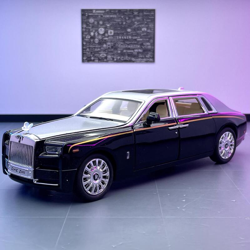 1:24 Rolls-Royce Phantom Alloy Car Model with Sound and Light, Collectible Toy Car, Music Model, Display Piece