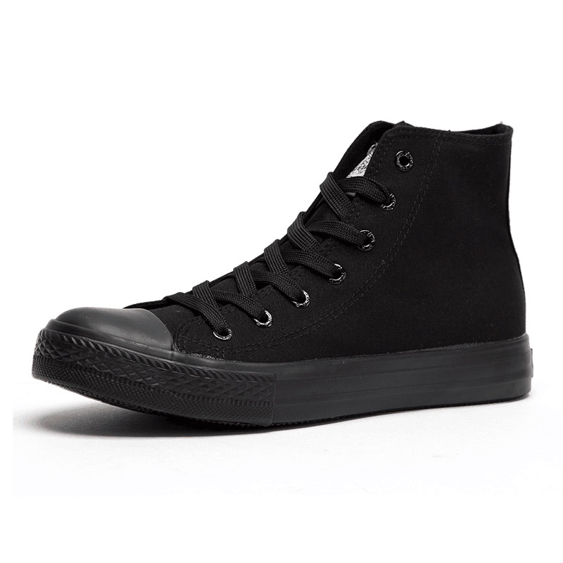 Warrior Men's Shoes New Model Pure Black Breathable Black High-Top Canvas Sneakers Versatile Black Shoes for Women