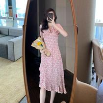 Dress womens 2021 summer new French chiffon long dress design sense niche first love skirt vintage gentle floral skirt