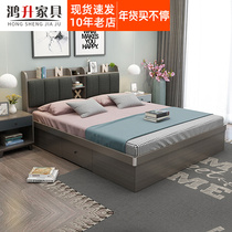 Nordic tatami plate bed fabric bed storage double bed 18 meters soft cloth bed high box master bed