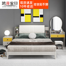 Nordic plate bed double bed 18 meters soft storage modern simple leather bed small tatami master bed
