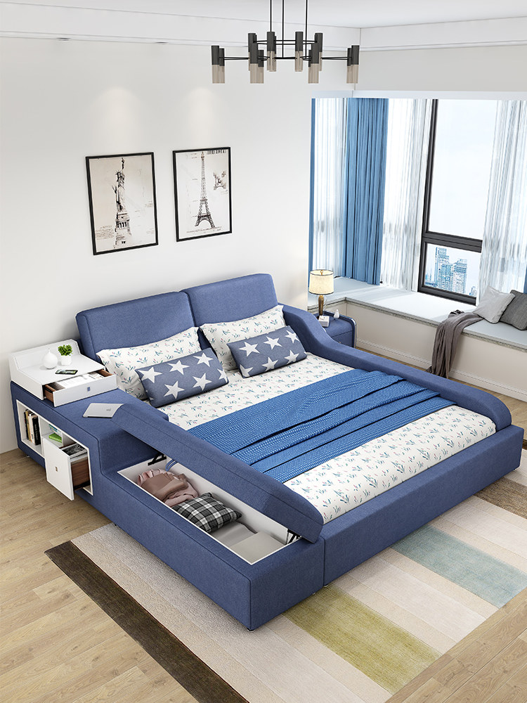 Fabric bed tatami master bedroom 18 meters double technology cloth washable storage simple modern Nordic 22 meters soft bed