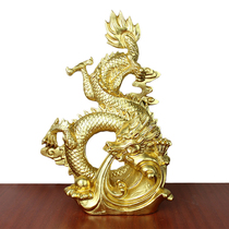 Pure copper dragon ornaments townhouse lucky feng shui Dragon dragon spouting play bead transport Panlong gilded dragon crafts