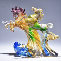 Liuli horse ornaments lucky crafts living room ornaments home furnishings wine cabinet decorations ornaments desk ornaments