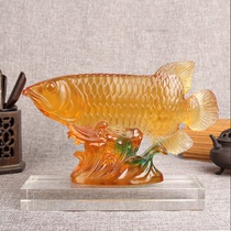 Zhaocai ornaments living room wine cabinet decorations glazed fish crafts Zhaocai ornaments shop opening gifts