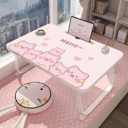 Cute piglet children's study table bed foldable lazy dormitory small table bedroom sitting bay window dining table ins desk mini table board dormitory home university upper bunk desk