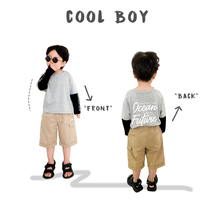 Youyou children long sleeve Hong Kong style hip hop sunscreen fake two coats thin baby Foreign style loose T-shirt fashion summer clothes