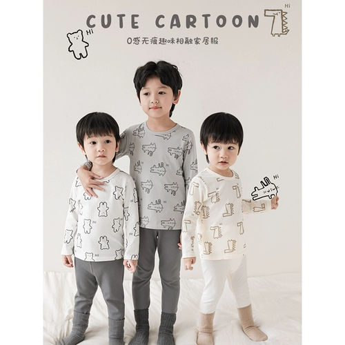 Осенняя детская пижама, комплект для мальчиков, лента, термобелье