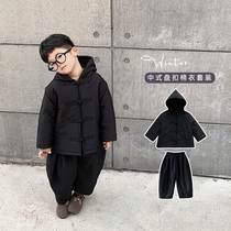 Young childrens clothing Chinese style warm set 2020 new winter small boy casual foreign style thick winter clothes