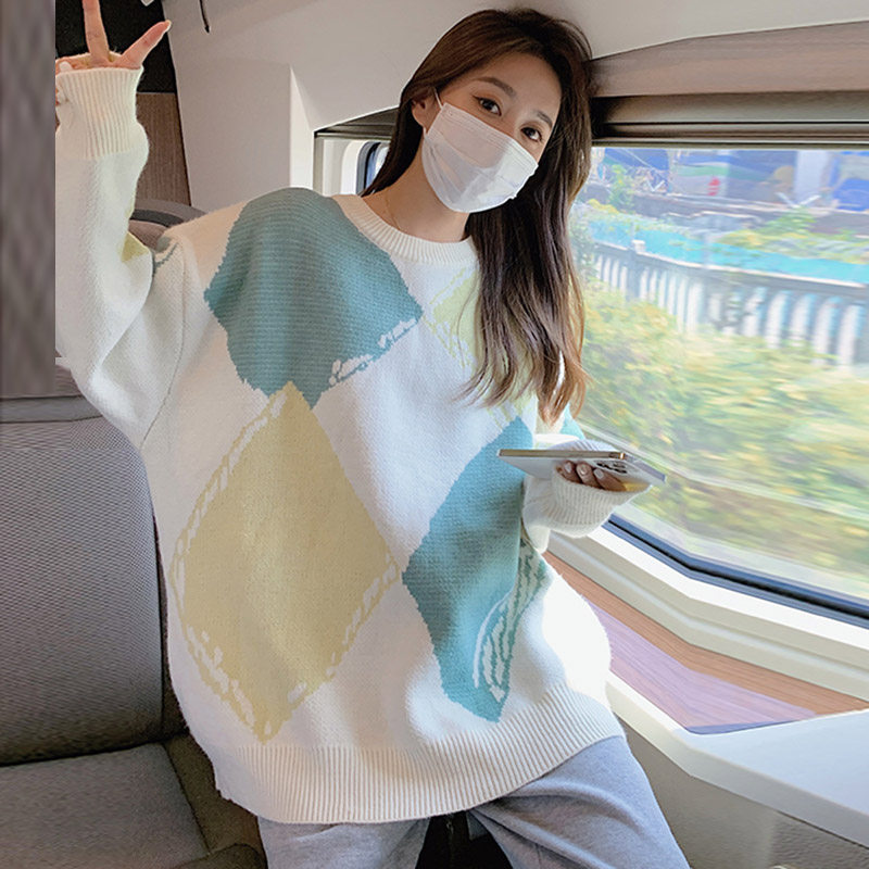 Pregnant women sweater women in autumn and winter dress outfit wear thick knitted tops in winter loose and beat the blouse