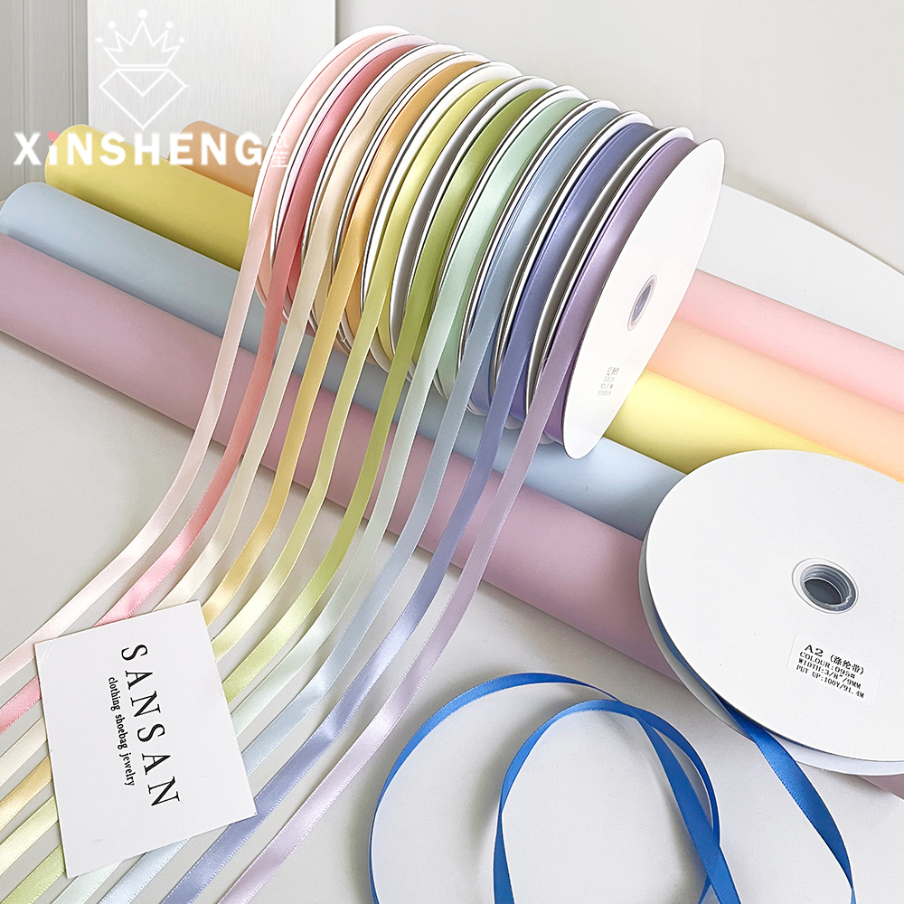 コアマカロンポリエステルリボン花束デコレーションリボン手作り花ギフトDIY素材ベーキングタイ