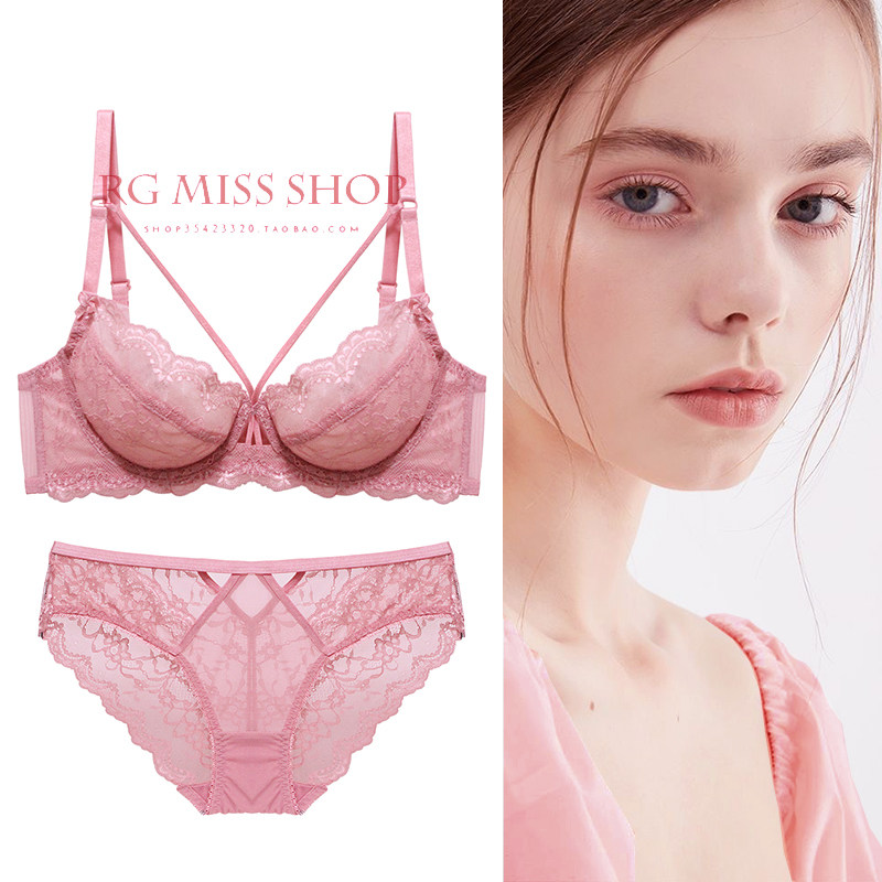 2021 new ultra-thin underwear women's large size bra with steel ring sexy bra lace transparent bra set