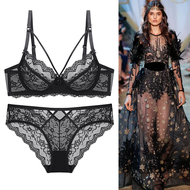 New pint girl thin bra Sexy big chest for small size bra fire and hot gather up to anti-saggy lace lingerie