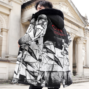 肯梵图新款中长款棉衣男加厚尚潮流毛领大衣