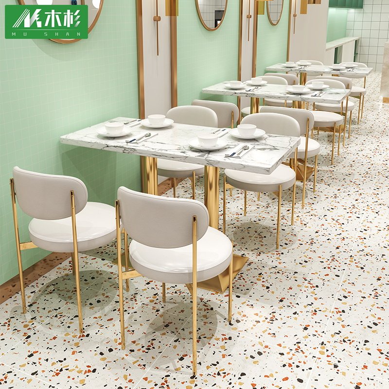 Cafe Tables and Chairs Light Luxury Simple Leisure Hotel Dining Furniture Fast Food Dessert Western Restaurant Net Red Table and Chair Combination