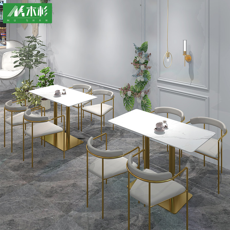 Milk Tea Shop Tables and Chairs Net Red Nordic Simple Western Restaurant Cafe Dessert Burger Leisure Area Clear Bar Dining Furniture