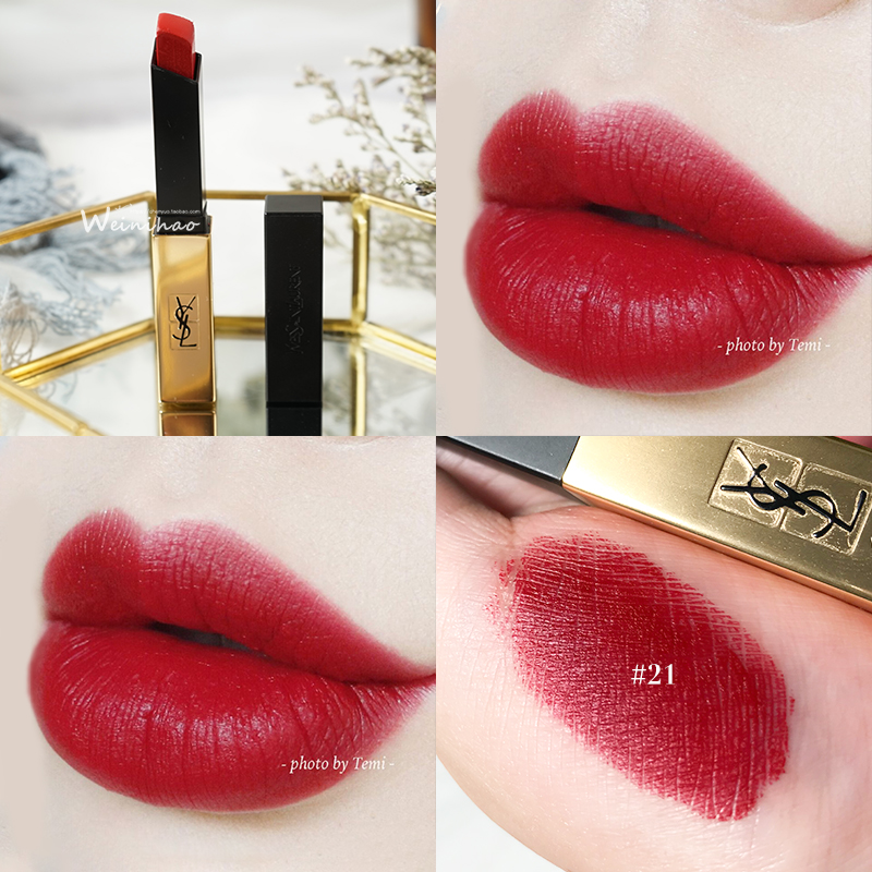 Wei Hello YSL Saint Laurent Little Gold Bar with red 21 1966416 Little Black Bar 302107108 lipstick