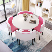 Studio reception table and chair customer negotiation combination milk tea shop light luxury leisure coffee chair round table new Chinese sales office