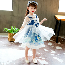  Lolita Girls Dress 2021 Girls Princess dress Western style summer clothes childrens summer puffy yarn skirt