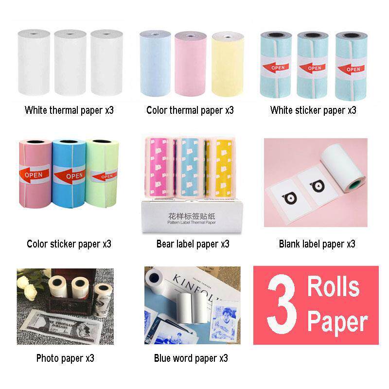 3 Rolls Thermal Paper Label Paper Sticker Paper Paper -