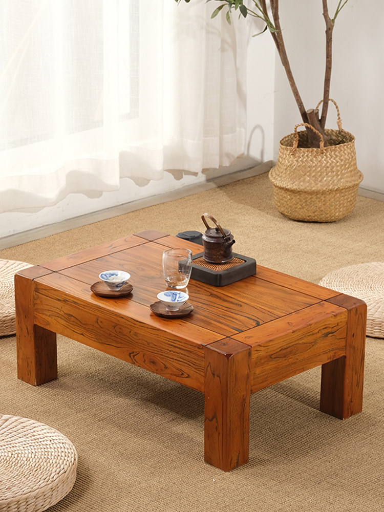 Old elm Chinese Kang table Small tea table Tatami coffee table Household solid wood low table Balcony low table Kang several